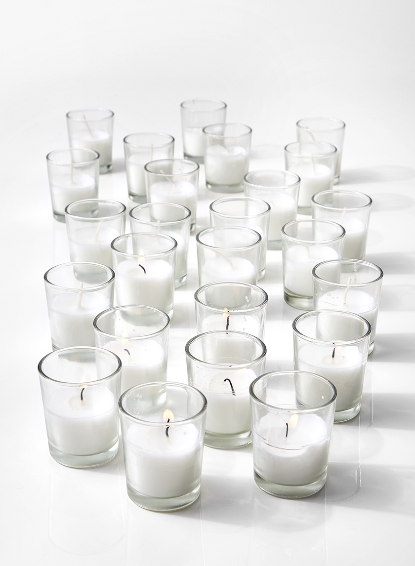 10hr White Wax Votive Candle 115 Glass Tealight Holder Wedding Table Room Deco 