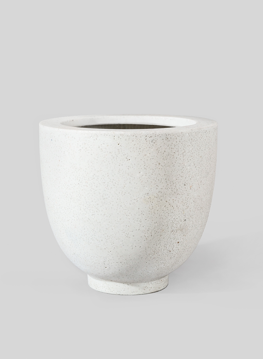 10 1/4in Round Cream Fiberstone Pot