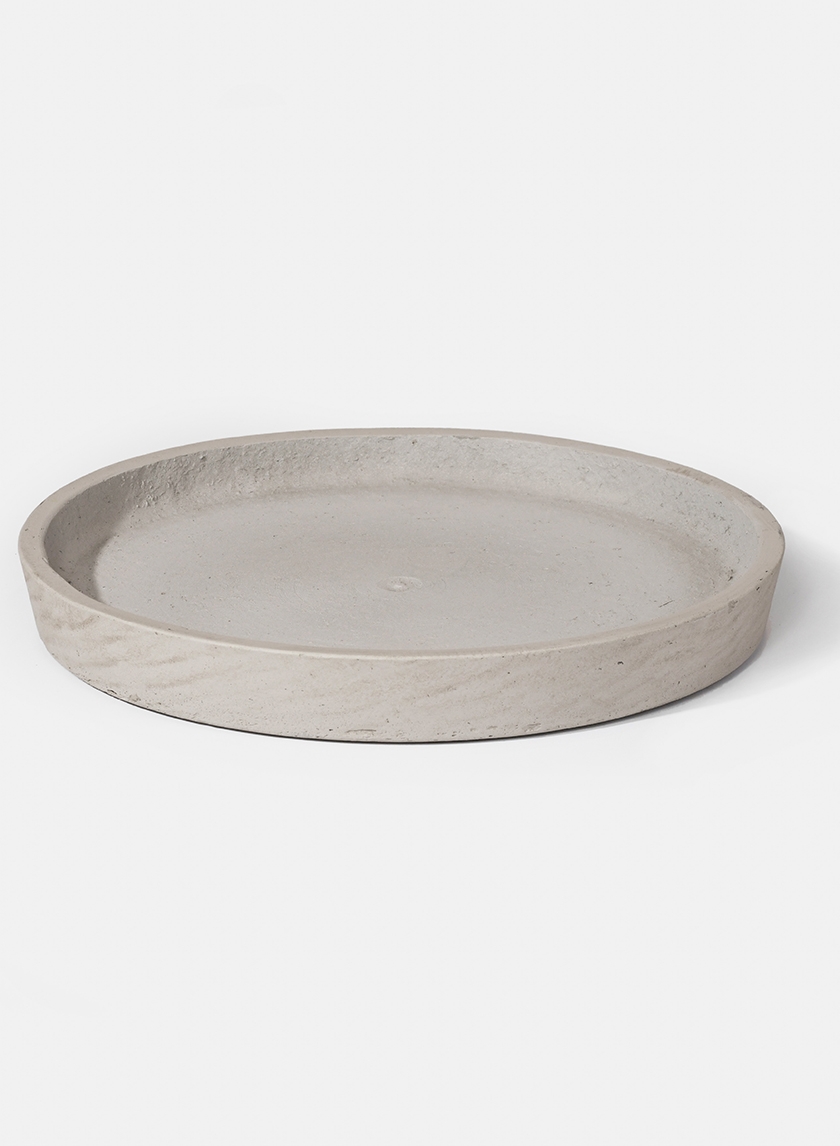 11 3/4in Round Grey Cement Saucer