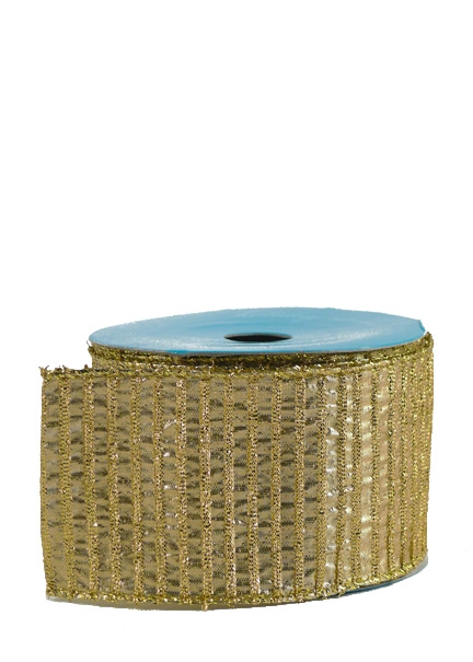2 1/2in Iridescent Gold Vertical Stripe Ribbon