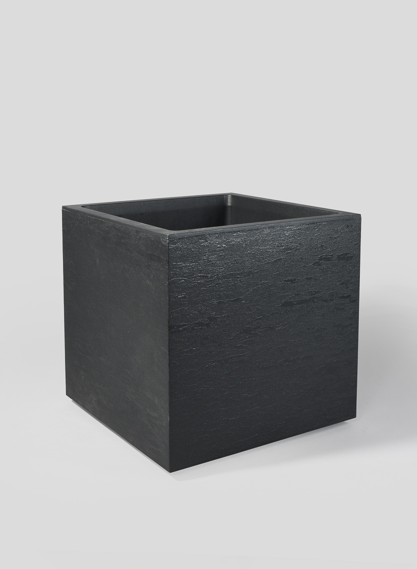 15in High Tribeca Charcoal Gravity Cube Planter