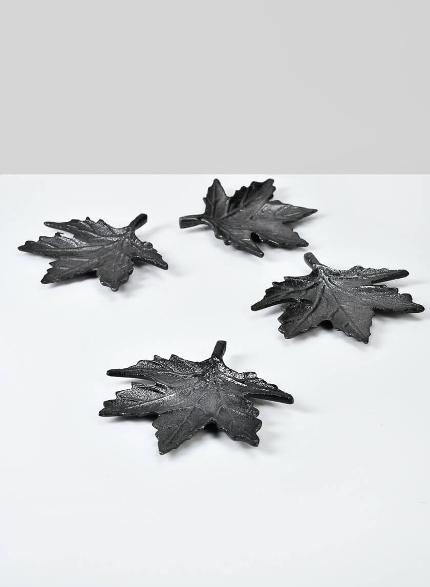 4 ½in Dark Platinum Maple Leaf Tray, Set of 4