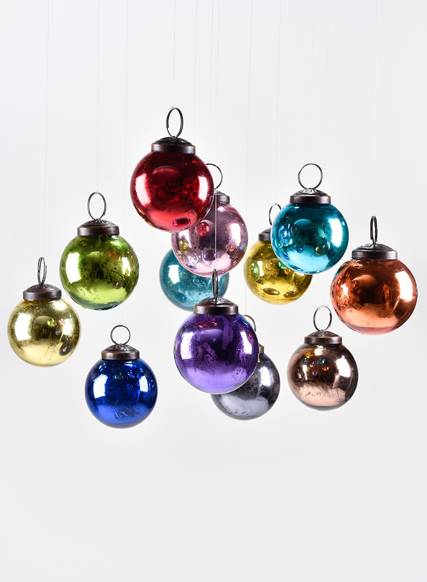 2in Multicolor Glass Ball Ornament, Set of 12