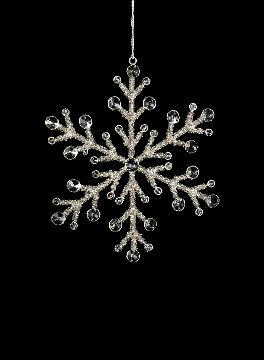 Snowflakes clear glass 4 inches ornaments