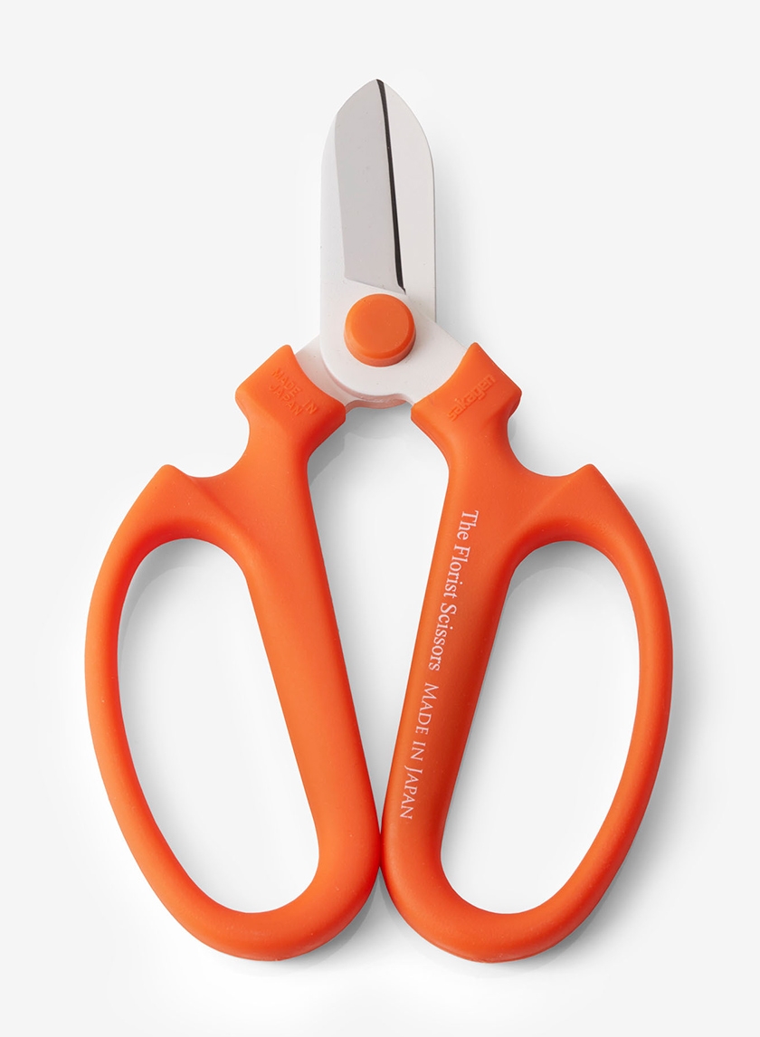 bright orange handle florist scissors