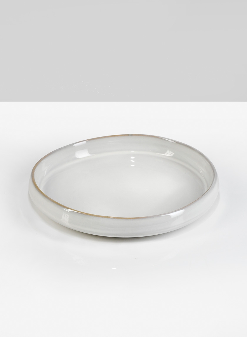 9in Ooid White Ceramic Platter