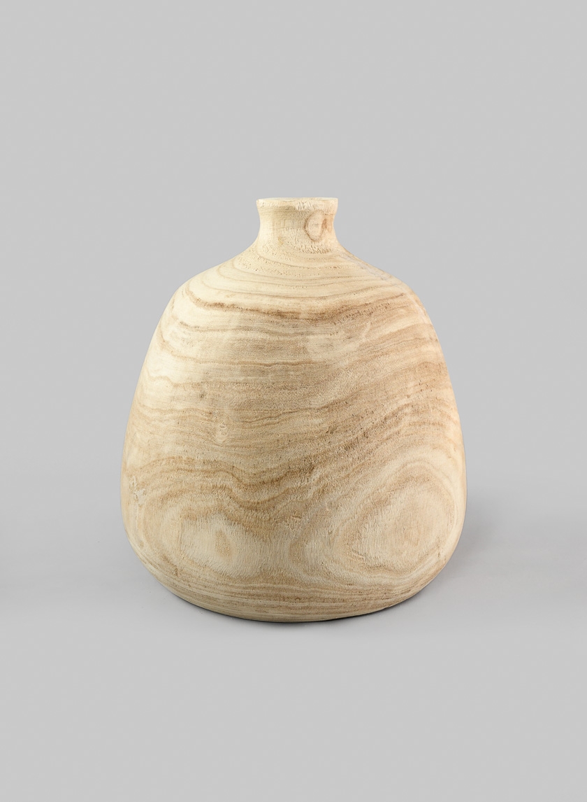12in Paulownia Wood Bottle Vase