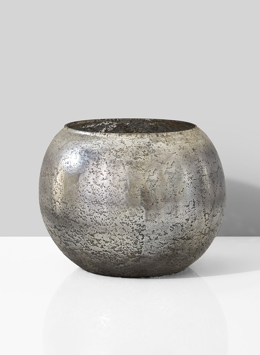 silver vintage glass fishbowl vase