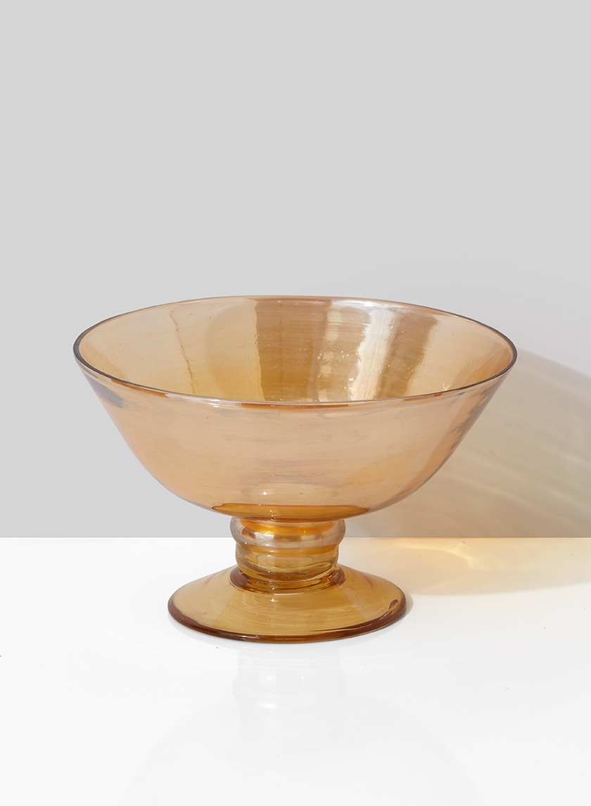 Amber Luster Glass Flower Compote