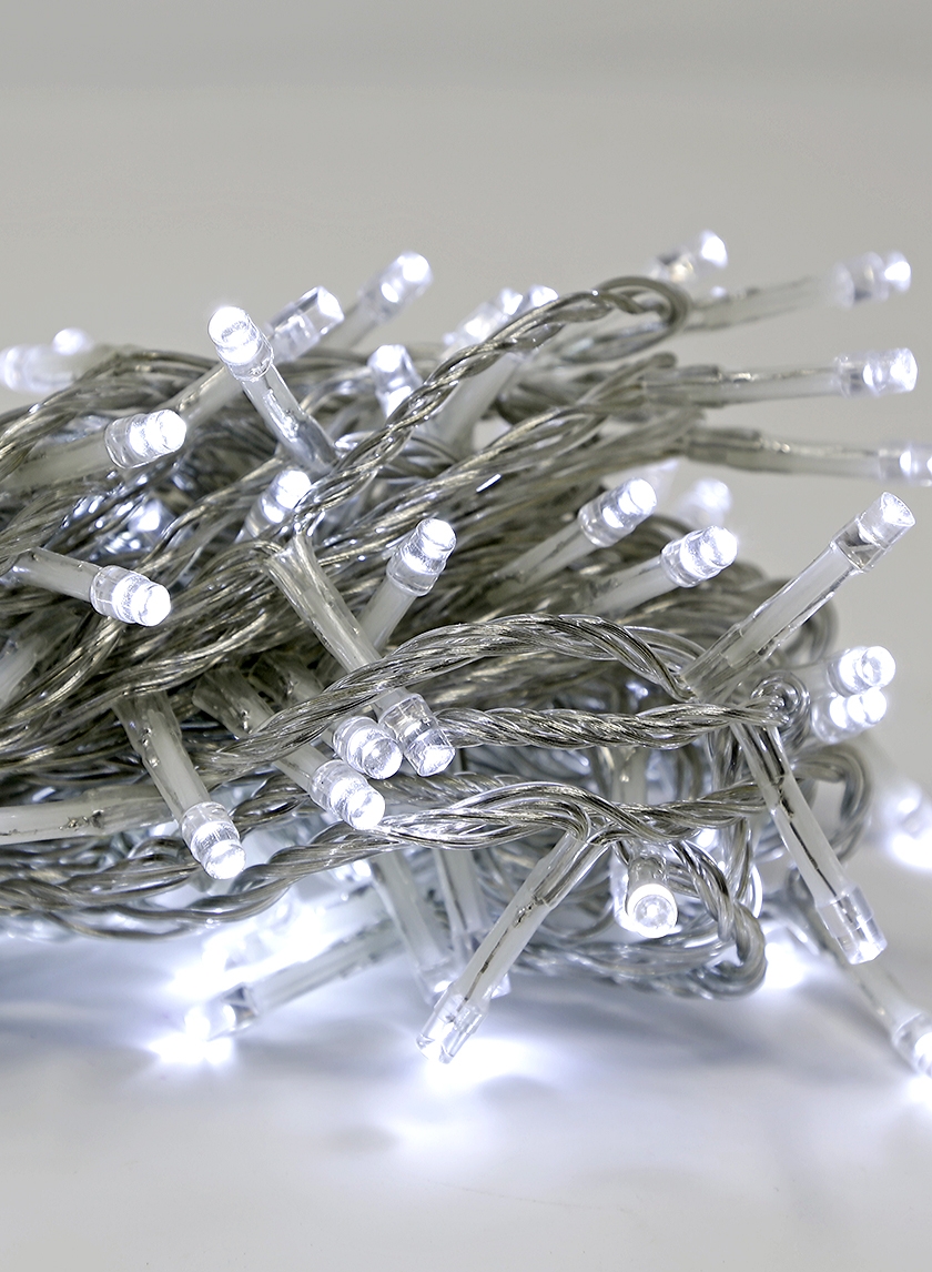 White Christmas Light Clear Cord LED Bright 