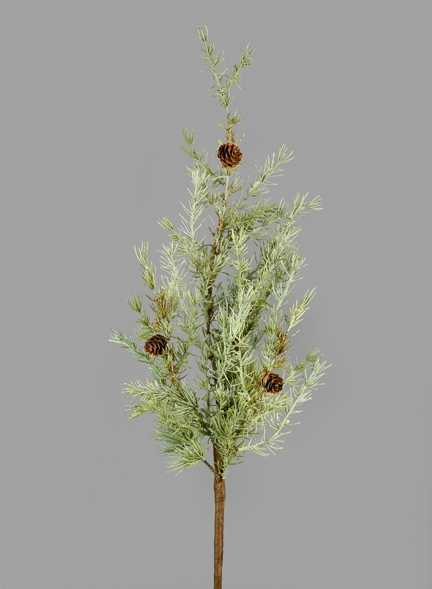 38in Blue Cypress Spray With Pine Cones
