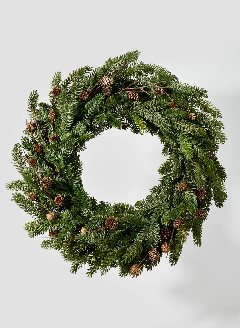 25in Pine Wreath with Pine Cones