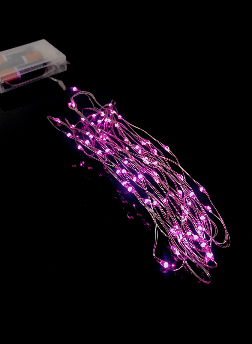 80 Pink Naked Wire L.E.D. Light String