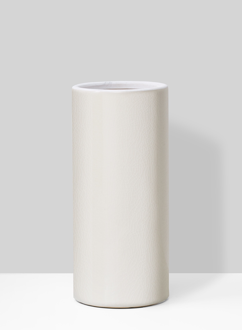 crackle finish white ceramic vase