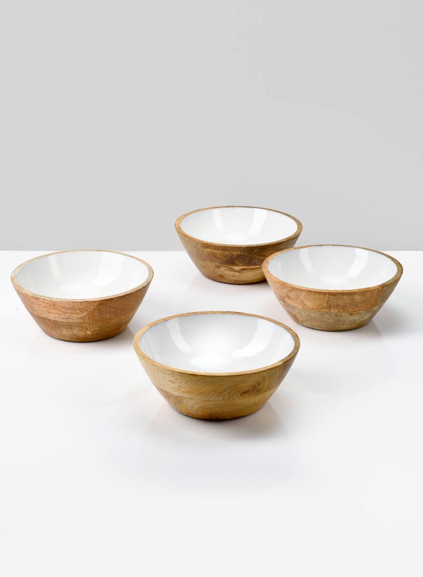 6in Bombay Enameled Wood Bowl, Set of 4