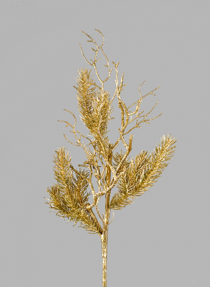 27in Gold Pine & Twig Spray