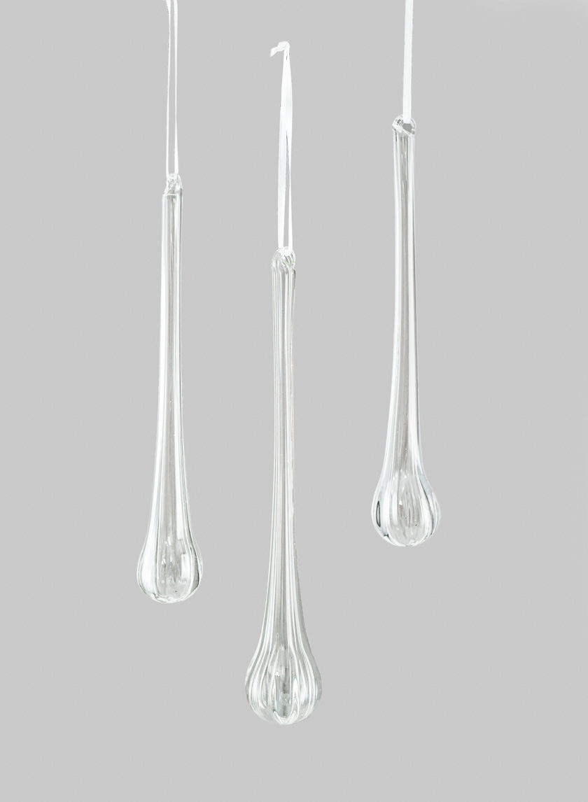 9in Swirl Glass Icicle, Set of 3