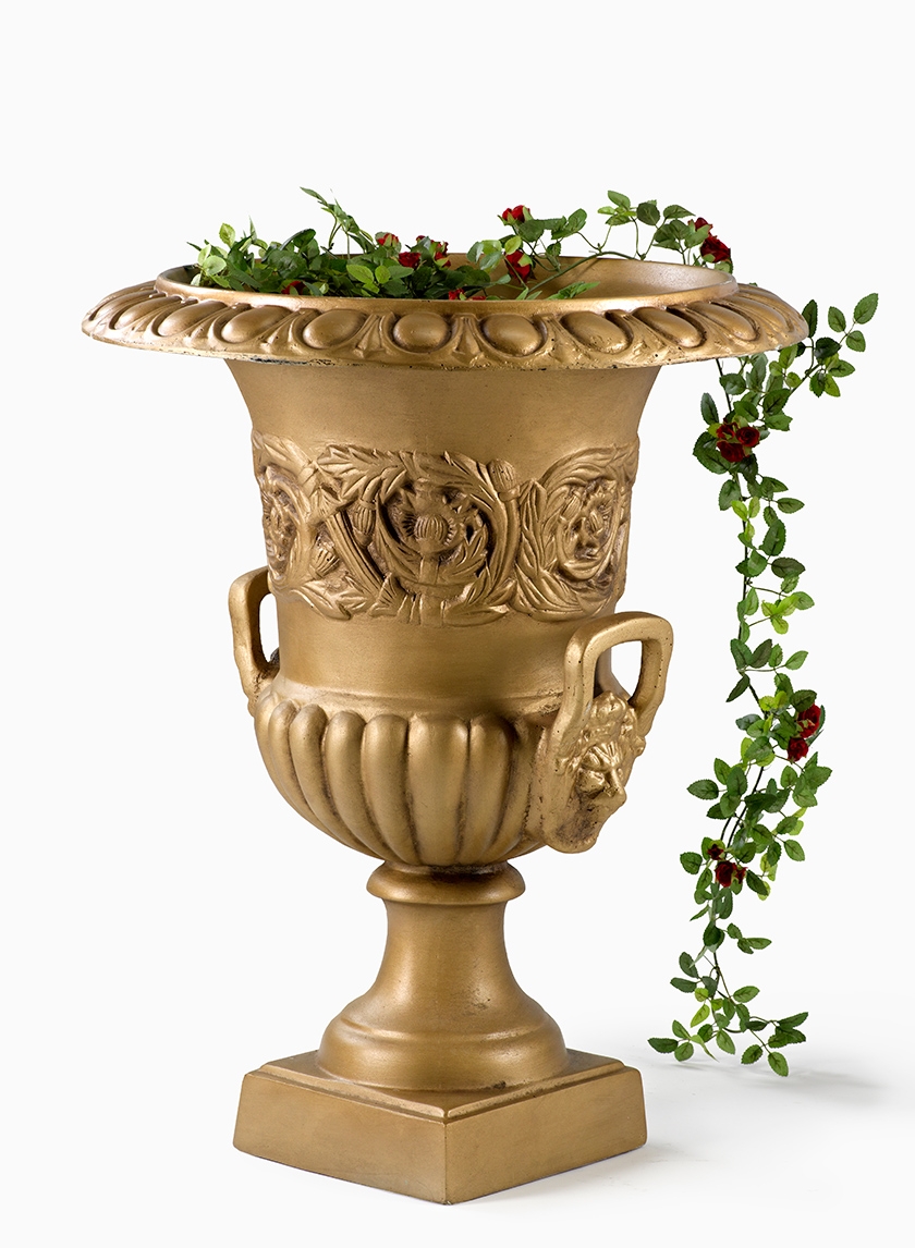 gold urn classic garden wedding ceremony decor