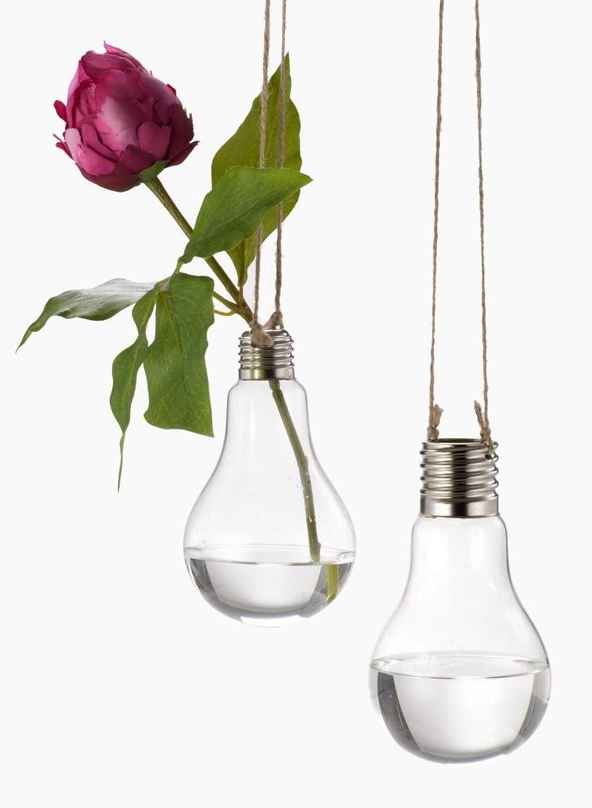 6 ¼in Hanging Glass Lightbulb Vase With Jute Cord