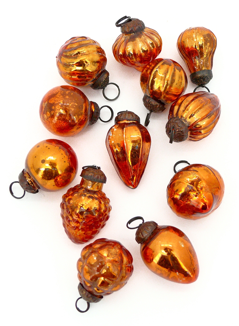 Mini Copper Mercury Ornaments, Set of 12