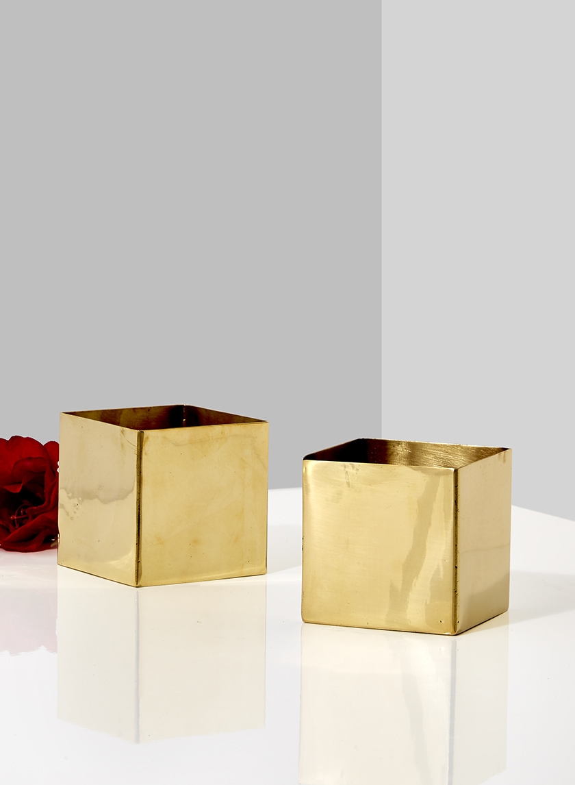 square gold metal vase wedding event christmas party centerpieces