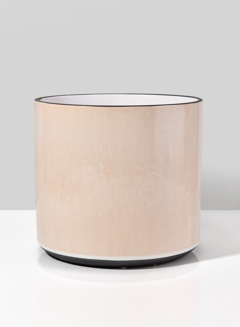 7 ¼in Rose Beige Linen Ceramic Cylinder Vase