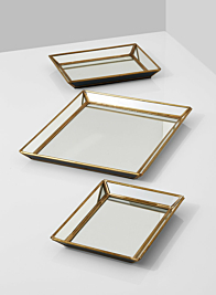 9 1/2 x 11 1/2in Brass & Mirror Tray