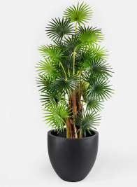 19 3/4in Round Black Fiberstone Pot
