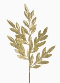 28in Gold Glitter Bay Leaf Branch