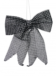 6in Black With Silver Diamond Bow