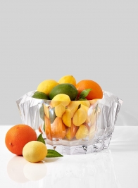 acrylic crystal bowl with lemons and oranges