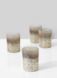 4in Pale Gold Ombre Glass Votive Holder, Set of 4