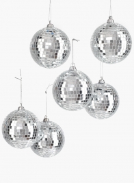 3in Mirror Ball Christmas Ornaments, Set of 6