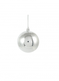 80mm Shiny Silver Plastic Ornament Balls, Set of 6