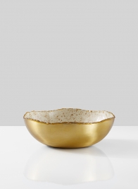 8 ½in Gold & Ivory Speckled Enamel Bowl