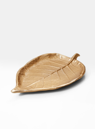 7in Gold Leaf-Shaped Tray, Set of 4