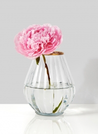 glass balloon vase with peonies