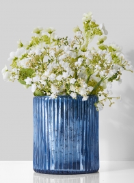 5 x 6in Antique Blue Ripple Glass Vase