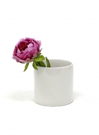 ceramic cylinder vase gloss white shiny