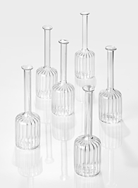 6 ½in Optical Glass Cylinder Bud Vase, Set of 6