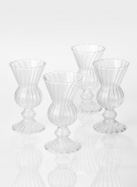 6in Optical Glass Mini Urn Vase, Set of 4