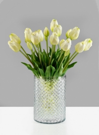 9in H Diamond Cut Glass Round Vase