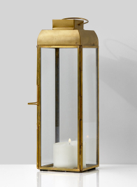 Alazhar Square Gold Lantern, 9 ½in H