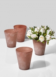 terracotta frost glass vase with roses