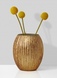 amber mercury glass vase with billy buttons