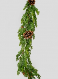 62in Single Cypress Garland With Pine Cones