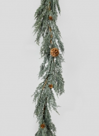 76in Blue Cypress Garland With Pine Cones