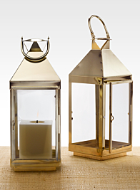16in Shiny Brass Square Lantern