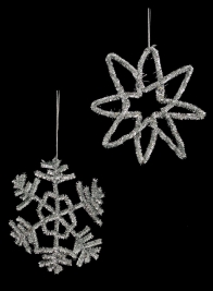 5 1/2in Silver Pipe Cleaner Snowflake Ornament