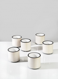 3in White Linen Ceramic Vase, Set of 6